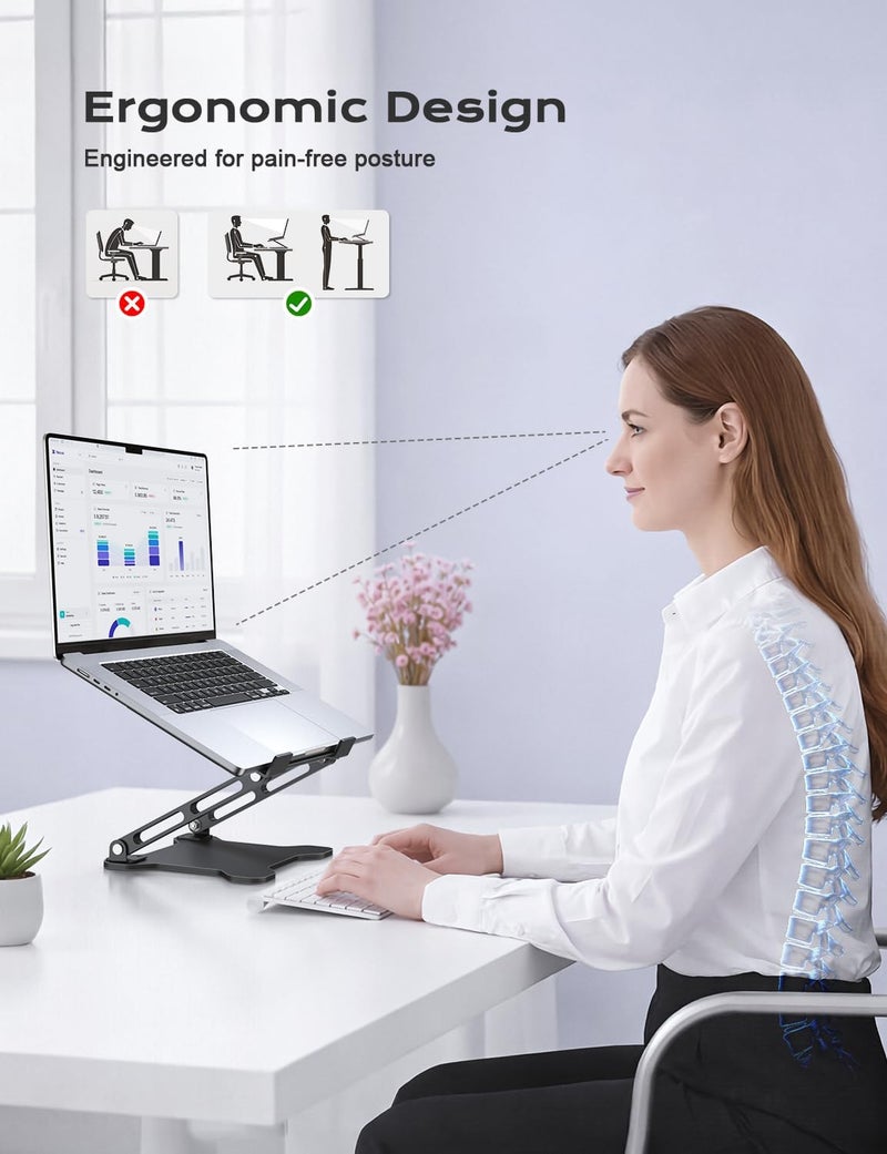 LOXP Adjustable Laptop Stand for Desk, Metal Foldable Laptop Riser, Ventilated Cooling Bracket, Ergonominc Computer Notebook Stand for Desk Compatible with 10-15.6“ Laptops - Image 2